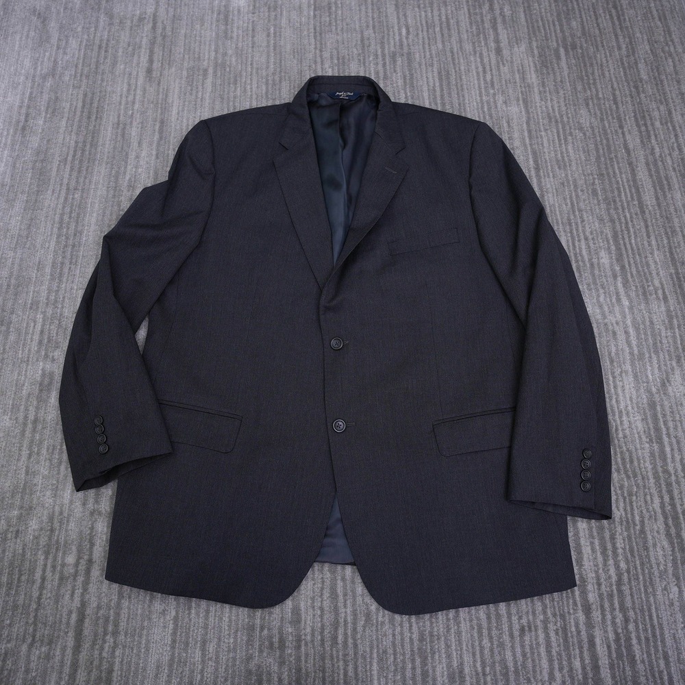 Joseph & Feiss Gold Mens 48R Super 120s Wool Blazer Jacket Charcoal Gray 48 Reg